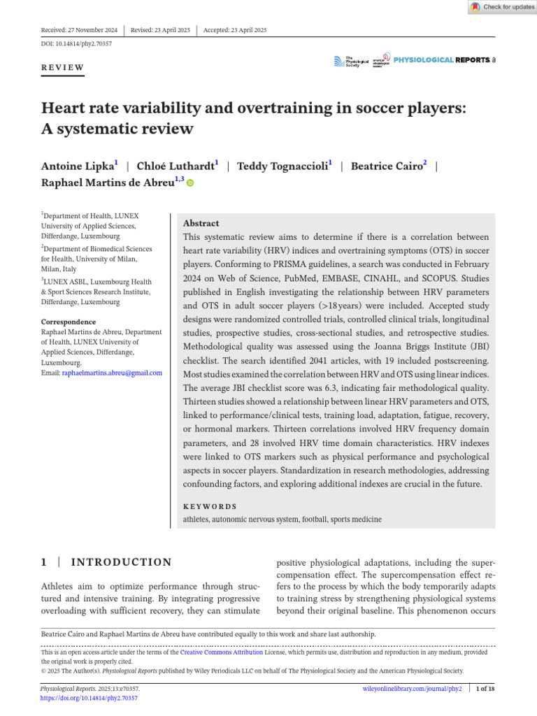 Physiological Reports - 2025 - Lipka - Heart Rate Variability and ...