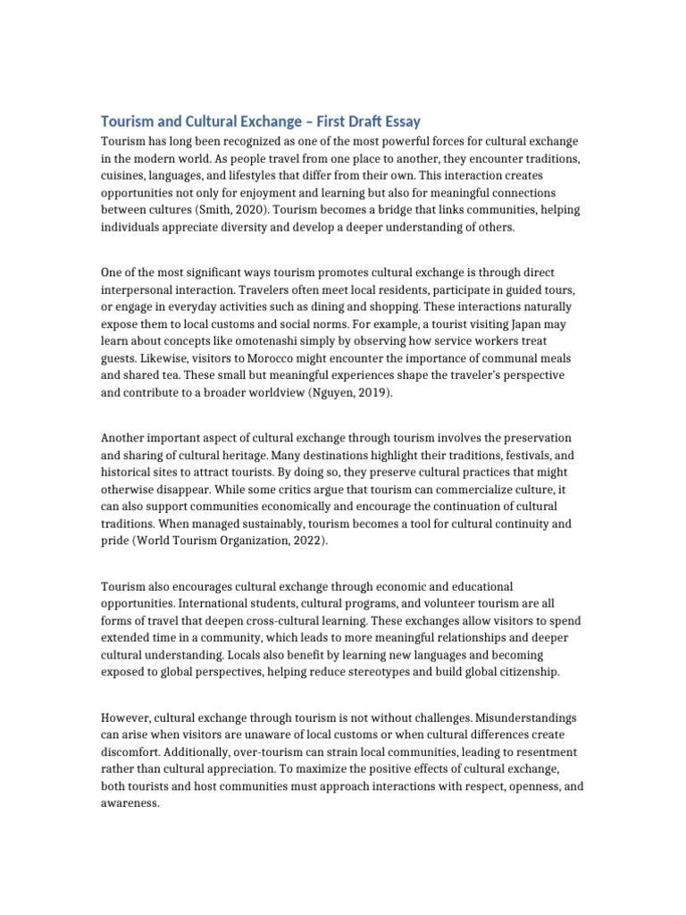 Tourism Cultural Exchange Essay | PDF | Tourism | Traditions