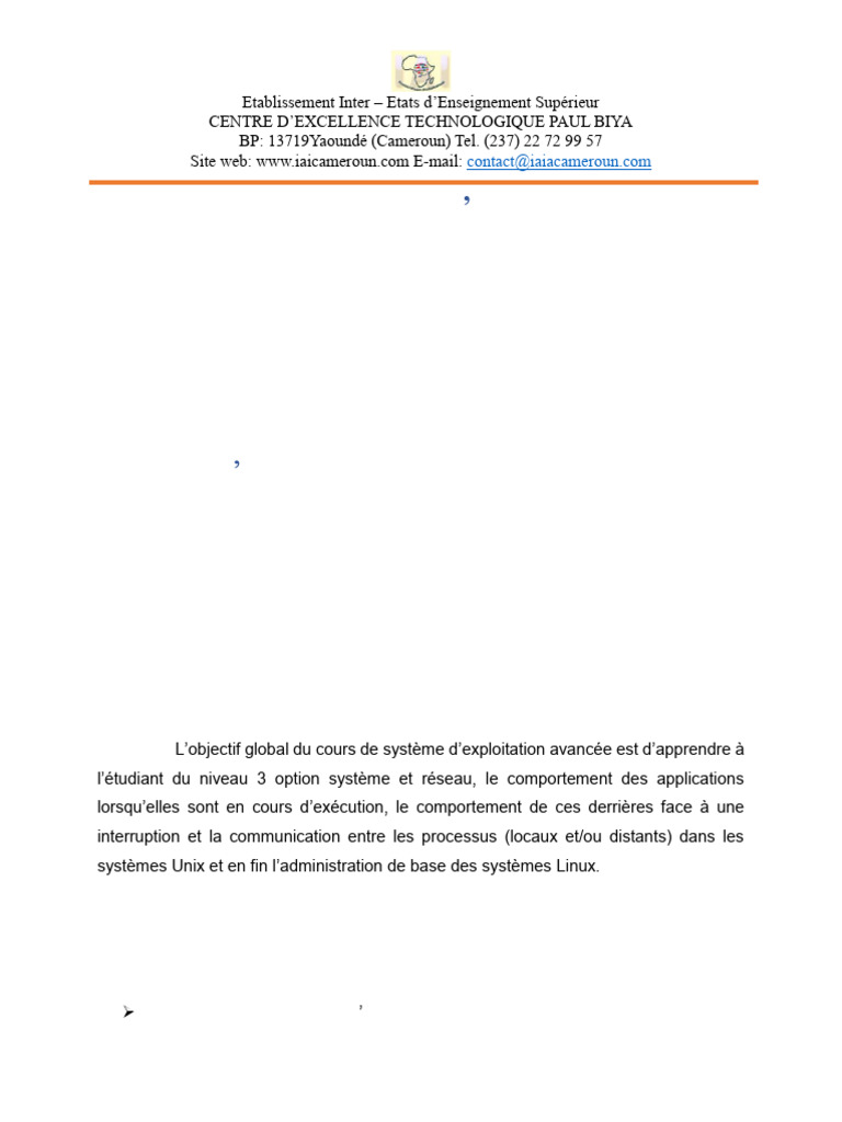Syllabus Cours de Systeme Exploitation Avancee OK | PDF | Système d ...