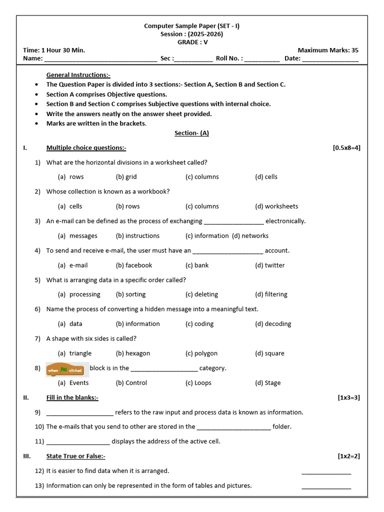 Computer Sample Paper Half Yearly | PDF | Internet | Software