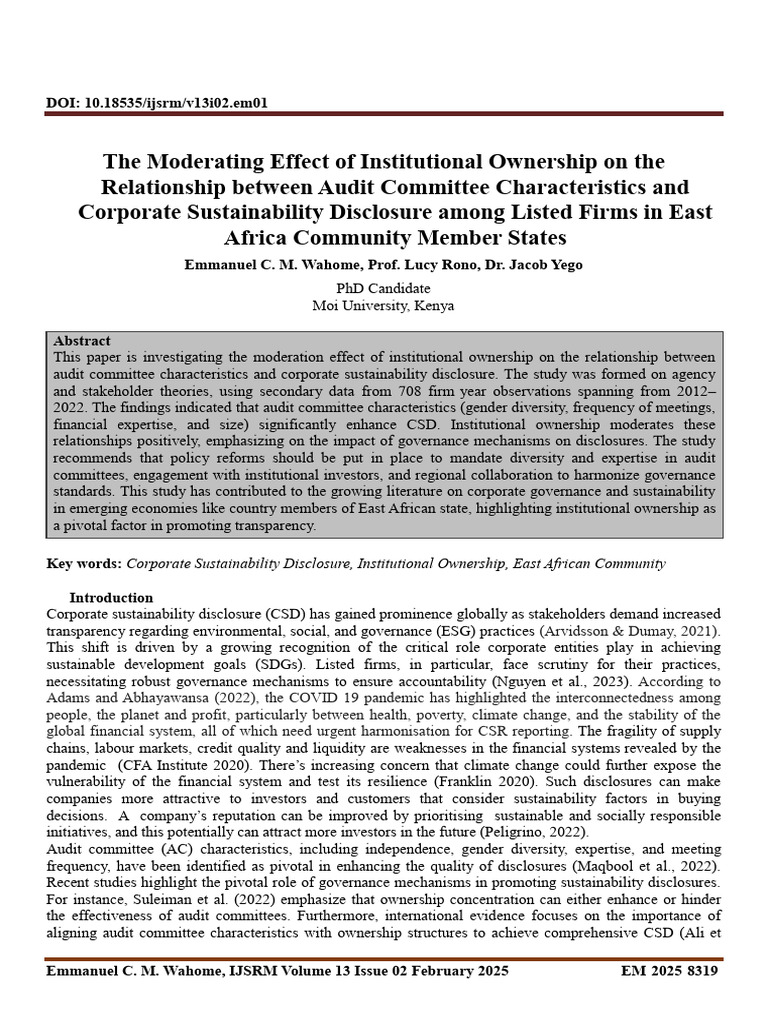 The Moderating Effect of Institutional Ownership o | PDF | Governance ...