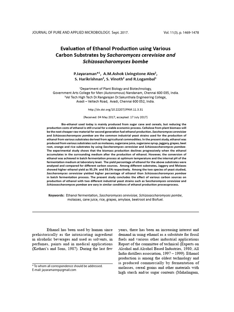 Jpam 11 3 31 PDF | PDF | Yeast | Ethanol