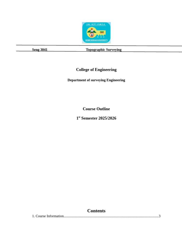 Topographic surveying Course Outline | PDF | Surveying | Plagiarism