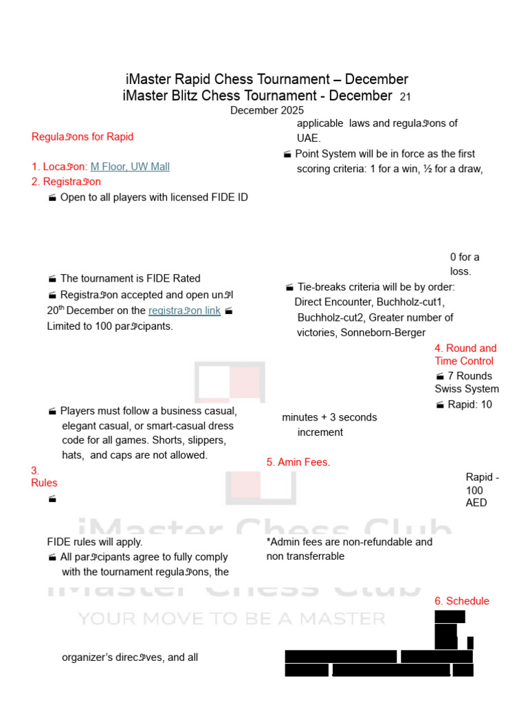 Dec 21 Rules and Regulations Rapid & Blitz | PDF | Chess Openings ...