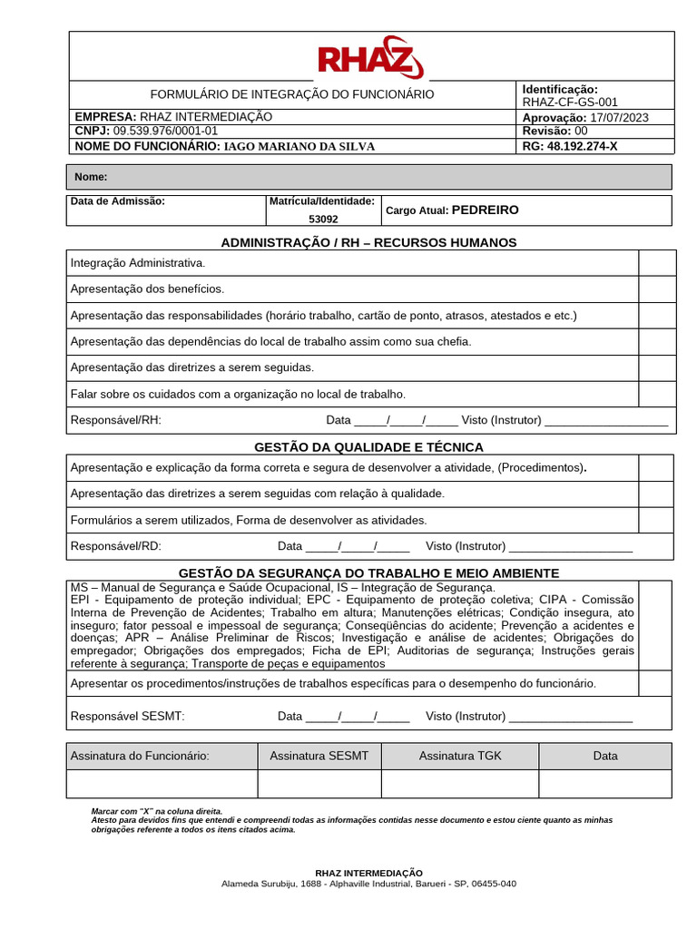 Integração Gestão Integrada. Rhaz. 2023 | PDF | Gestão de recursos ...