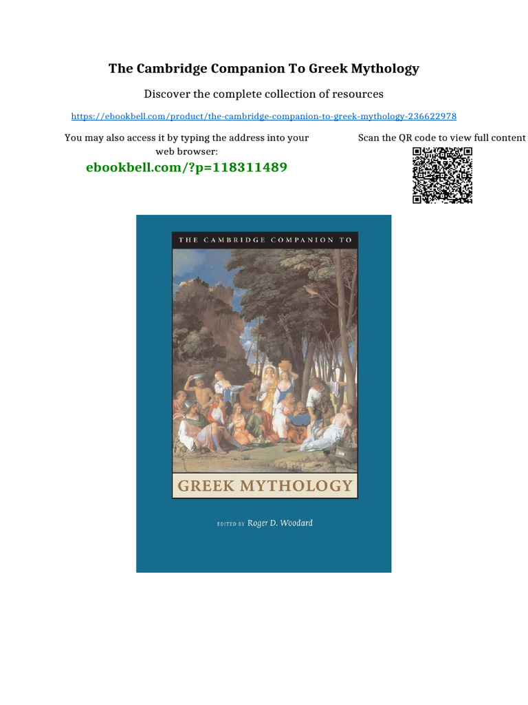 The Cambridge Companion to Greek Mythology available full chapters | PDF