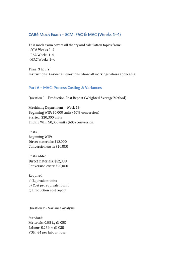 CAB6 Mock Exam | PDF
