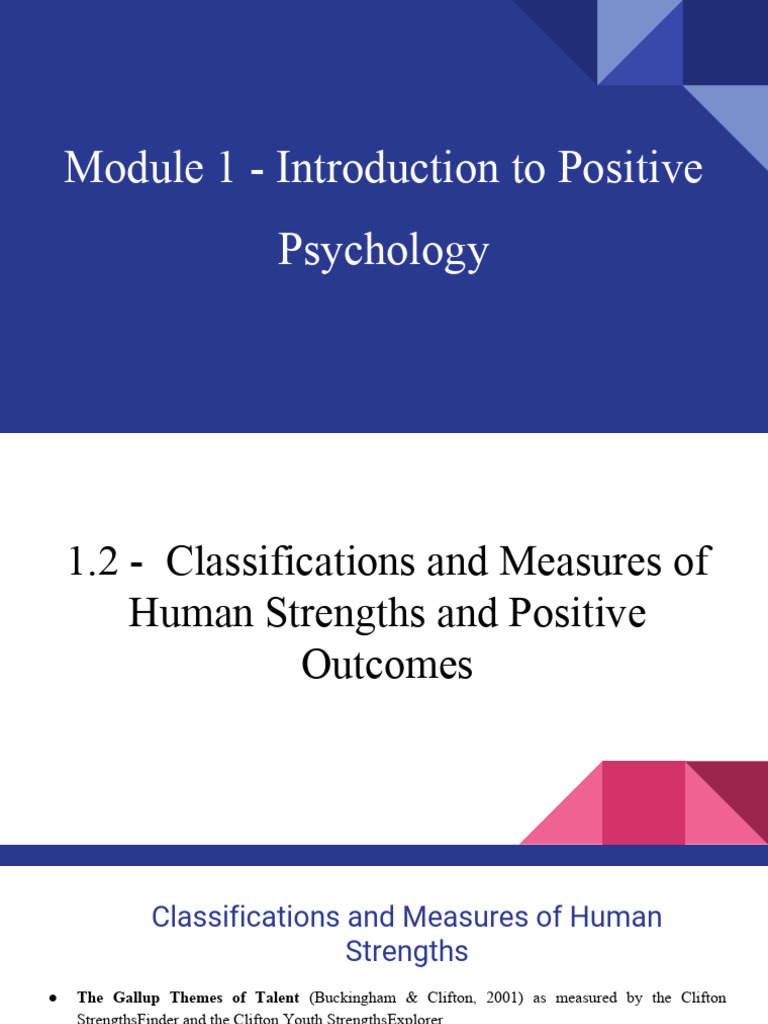 Module 1.2 Human Strength and Positive Outcomes | PDF | Well Being ...