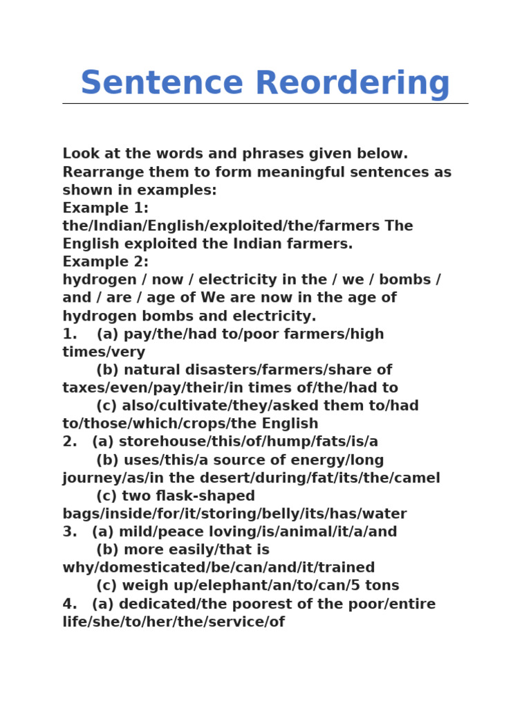 Sentence Reordering | PDF