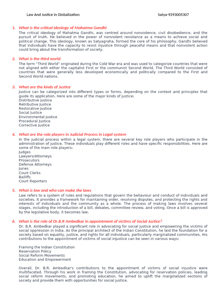 Law and Justice in Globalization - Exam Notes | PDF | Justice | Crime ...