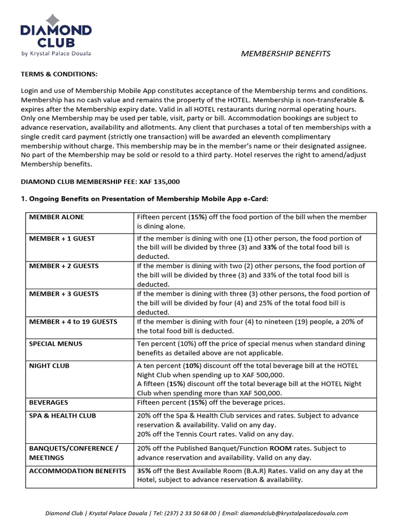 Diamond Club Membership Benefits ENGLISH-JUNE 2025final | PDF ...