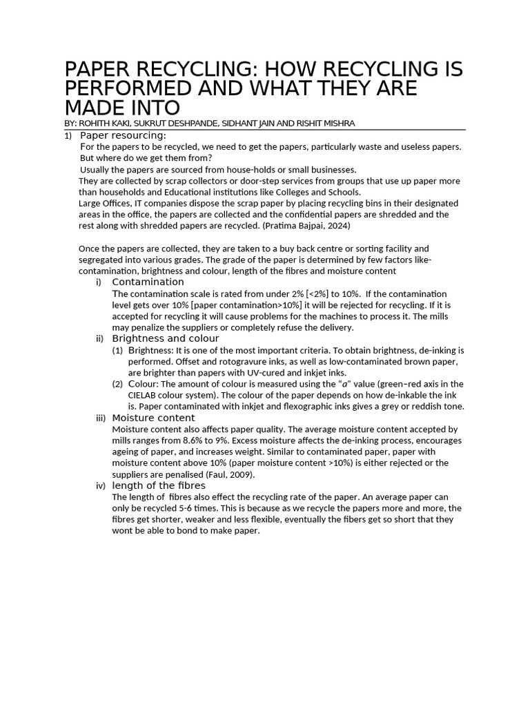 Paper Recycling Evm Report | PDF | Paper | Pulp (Paper)
