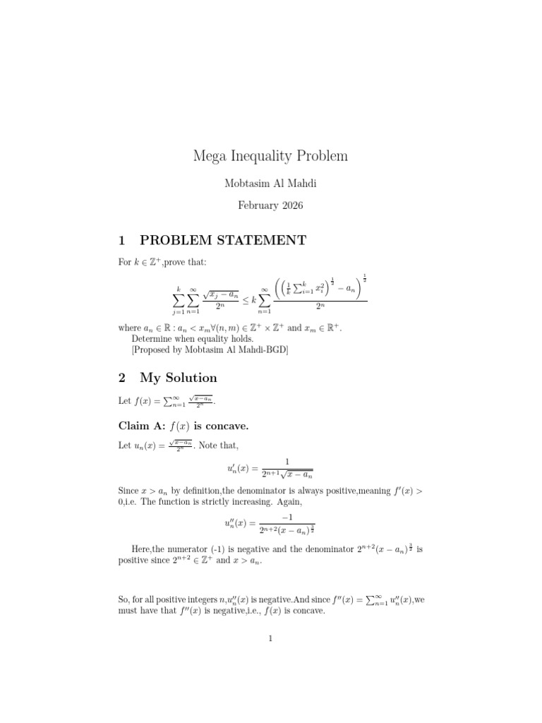 Mega Inequality Problem | PDF | Mathematical Objects | Discrete Mathematics
