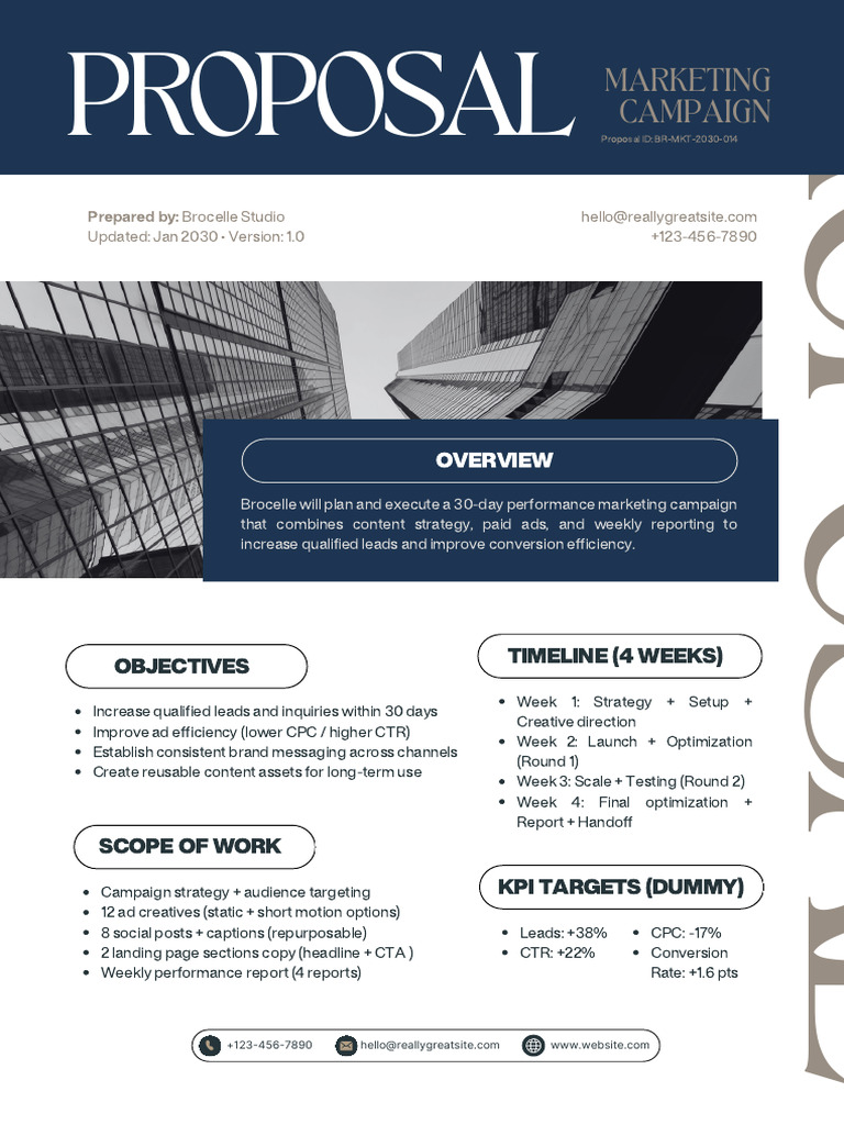 Navy and White Modern Proposal | PDF