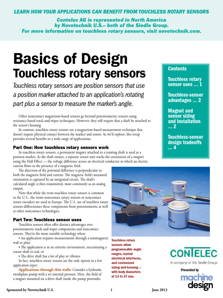 Touchless Rotary Sensors Novotechnik-BoD | PDF | Sensor | Electricity