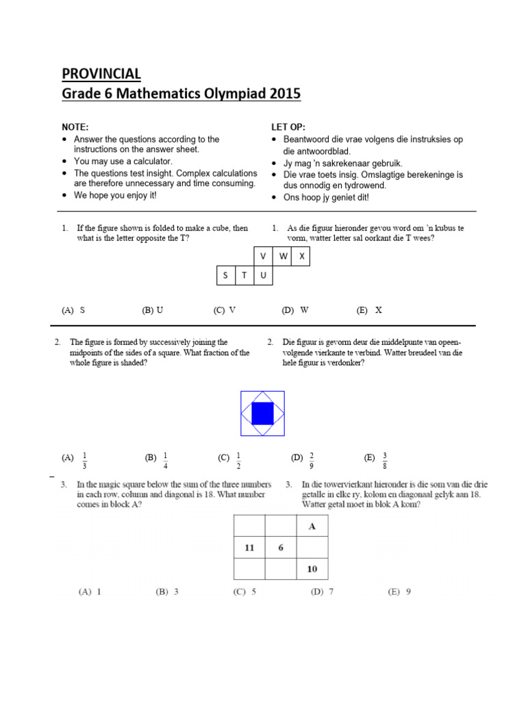 Provincial Olympiad Grade 6 2015 | PDF | Chess Theory | Chess Openings