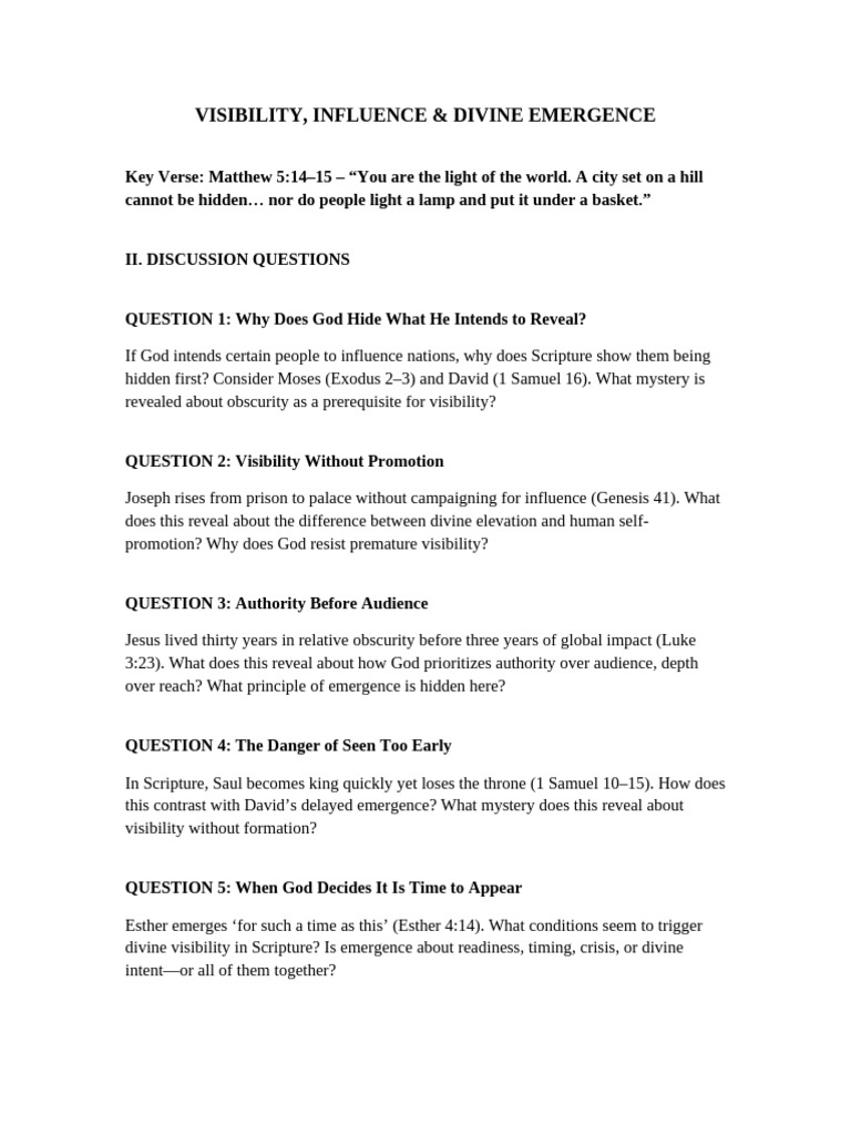 Visibility Influence Divine Emergence Discussion | PDF