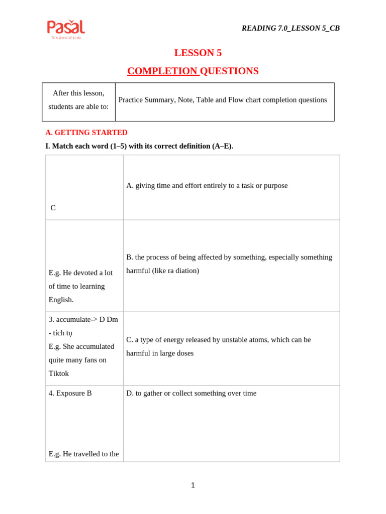 (CB) Lesson 5 - Completion Questions | PDF | Marie Curie
