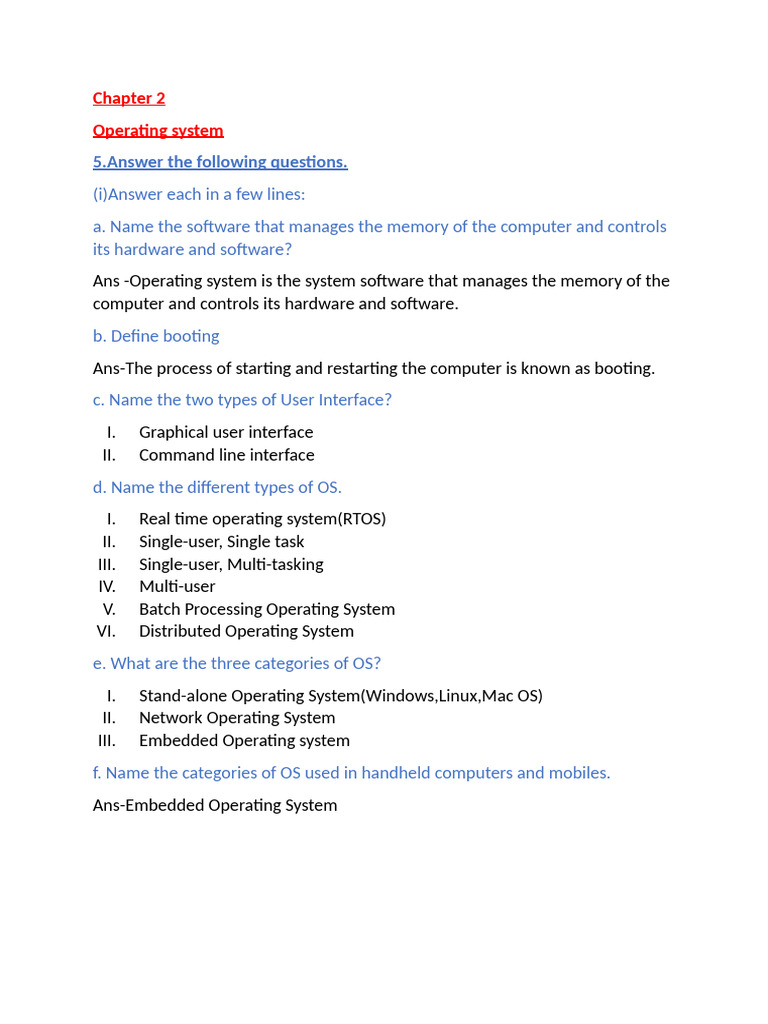 Class 6-Chapter 2 (Back Questions (I) ) 587030 | PDF