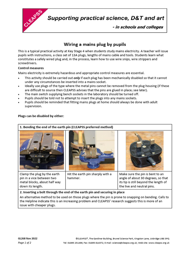 GL268 Wiring A Mains Plug by Pupils | PDF | Electrical Connector | Ac ...
