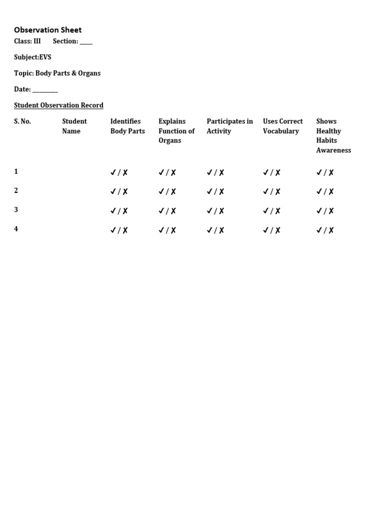 Observation Sheet | PDF