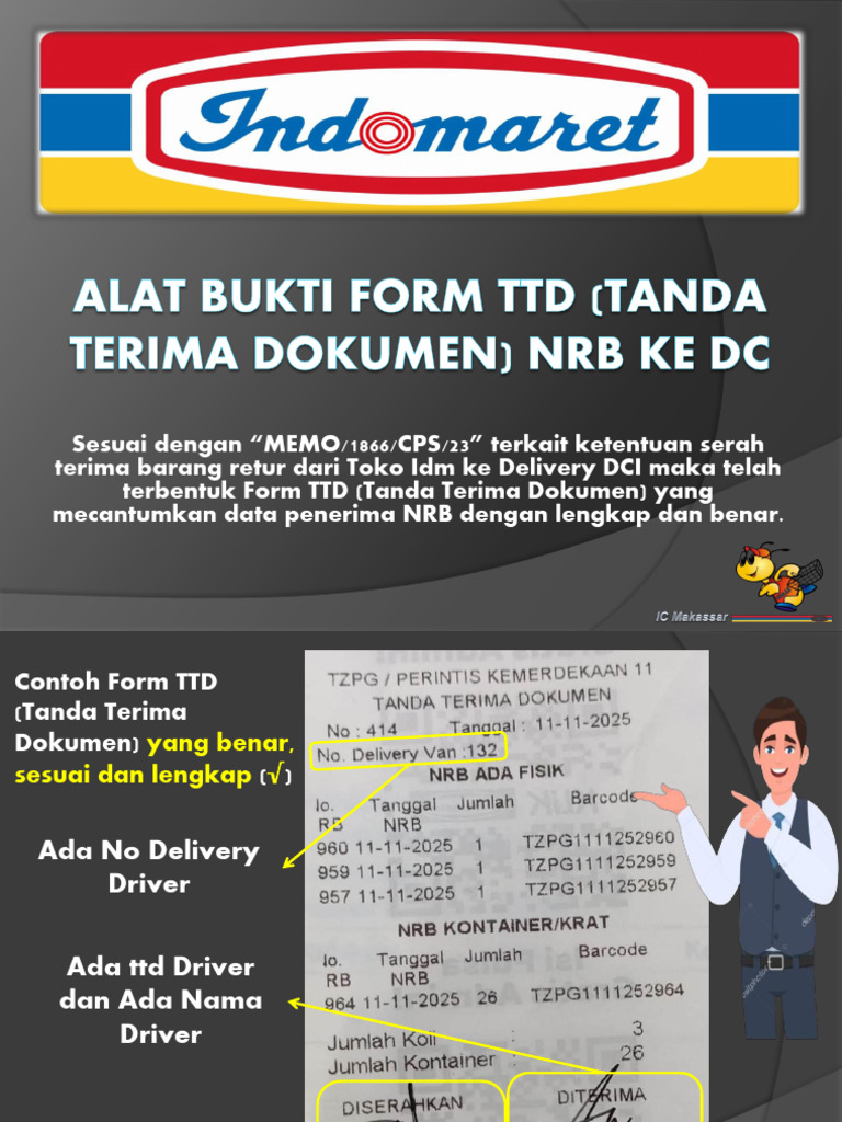 Alat Bukti Form TTD (Tanda Terima Dokumen) NRB Ke DC | PDF