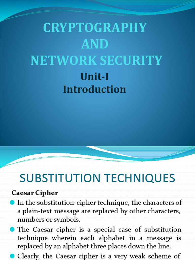 Unit-II Substitution Techniques - Symmetric Cryptography | PDF ...