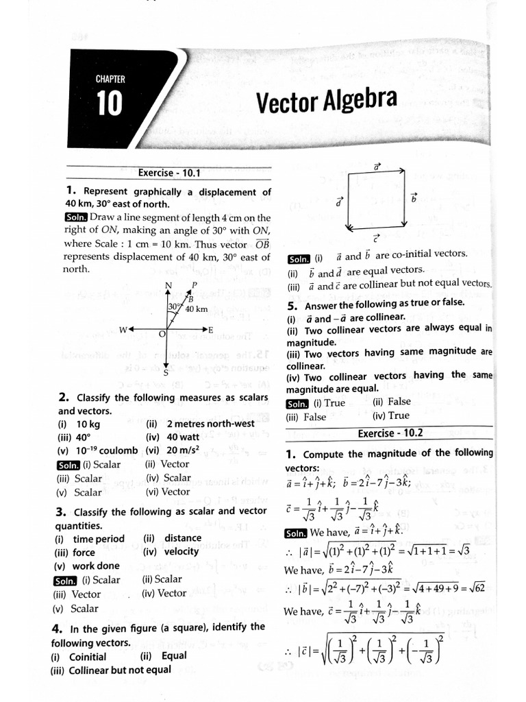Ch -10 vector algebra | PDF