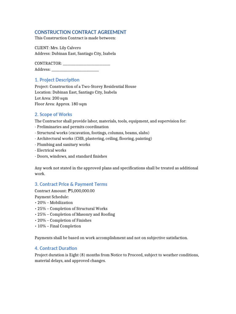 Construction Contract Contractor Protection | PDF | Business Law