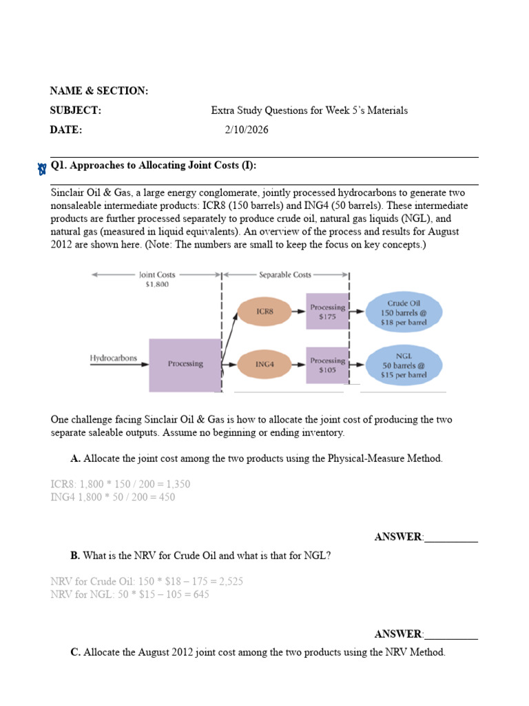 Study Questions of Week 5 Material (JC) | PDF | Fair Value