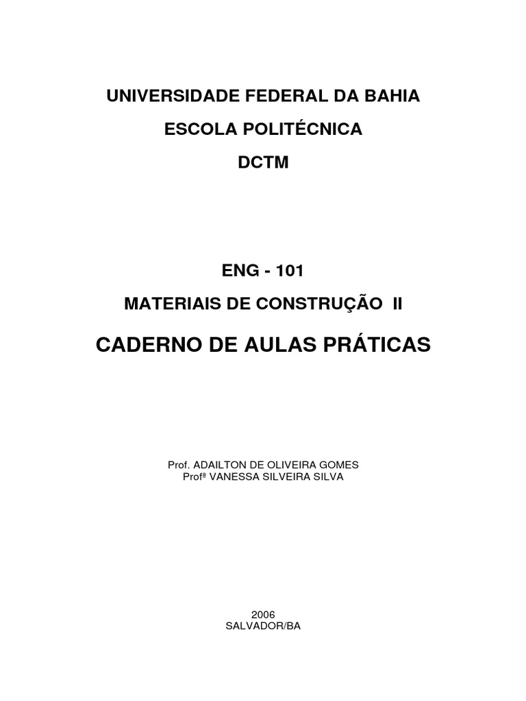 Cadernodeaulaspraticasmateriais (Mat. Const II) | PDF | Umidade | Massa