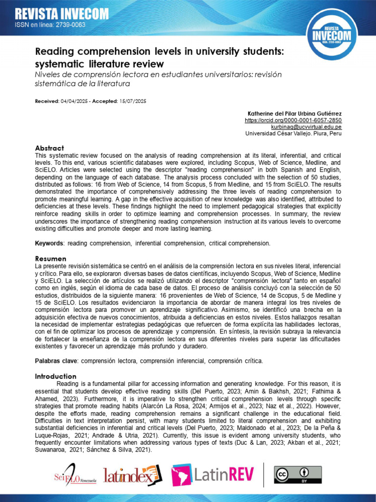 Art 54 CC Reading+Comprehension+Levels+in+University+Students | PDF ...