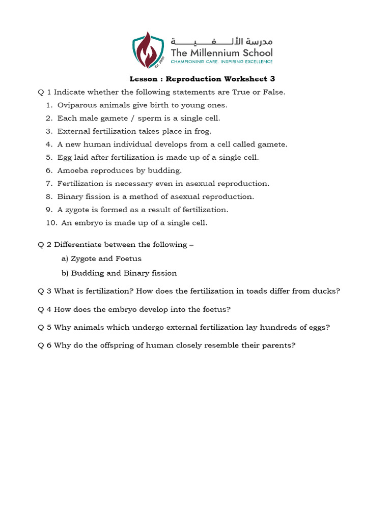 Reproduction Worksheet 3 | PDF