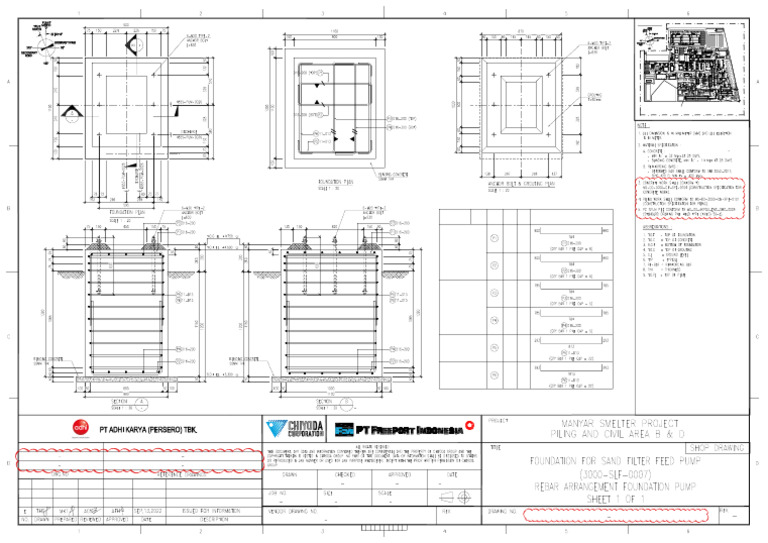 Rebar Arrangement Foundation for Sand Filter Feed Pump | PDF