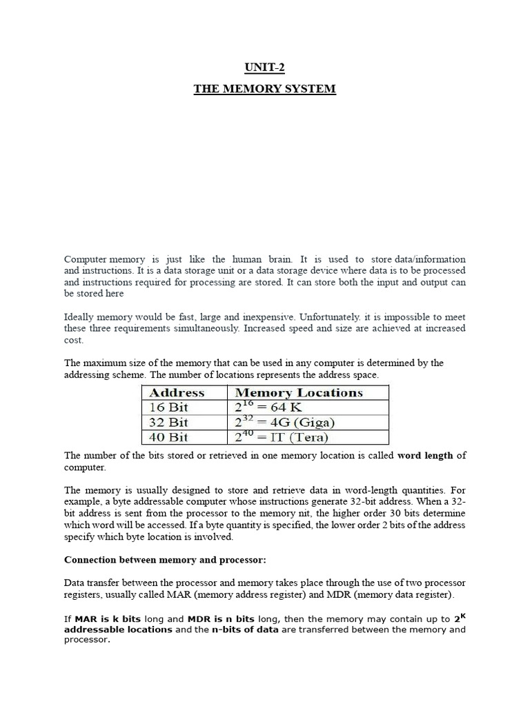 CO - UNIT2 - The Memory System | PDF | Dynamic Random Access Memory ...