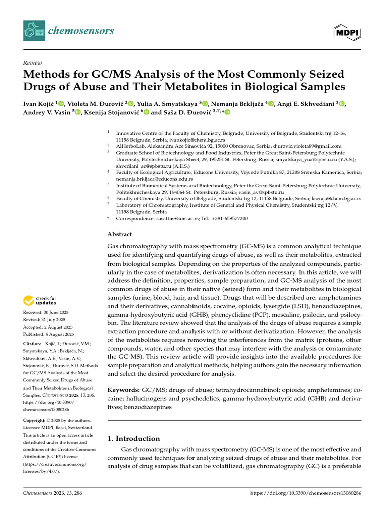 Methods For GCMS Analysis of The Most Commonly Sei | PDF | Gas ...