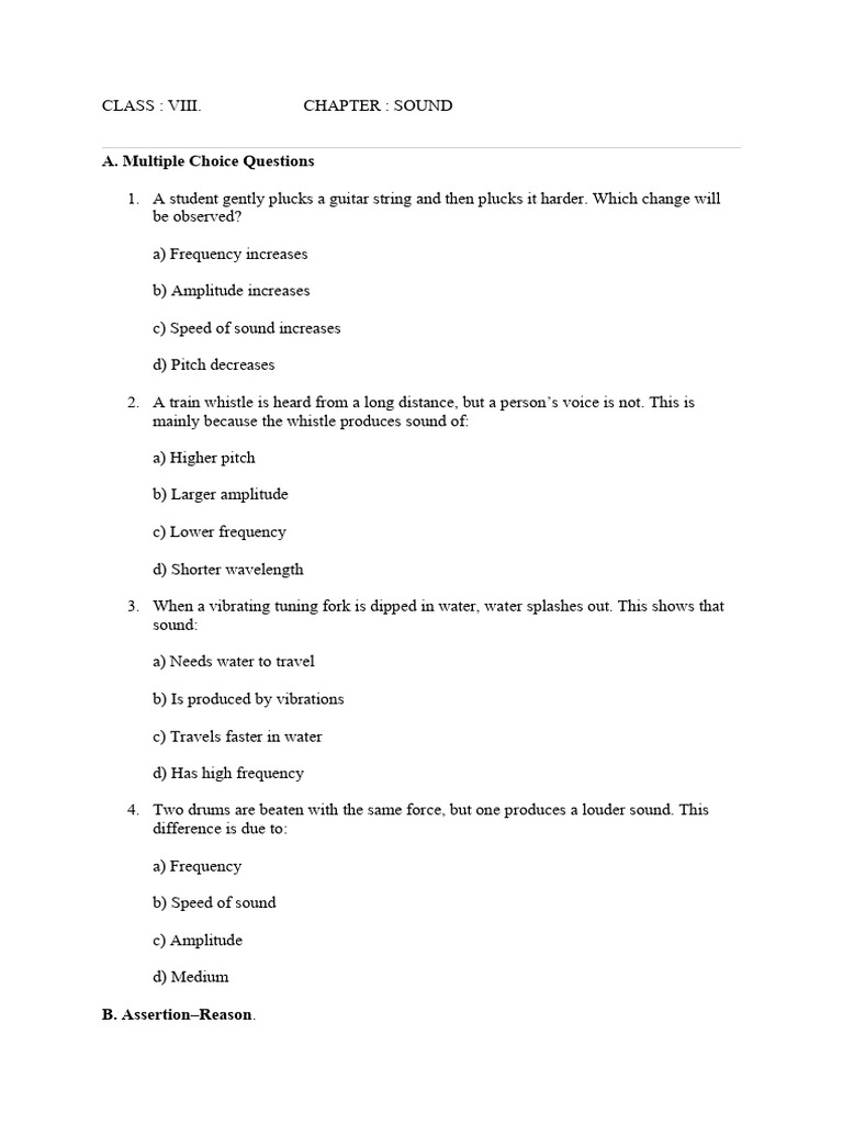 Class VIII - Sound | PDF