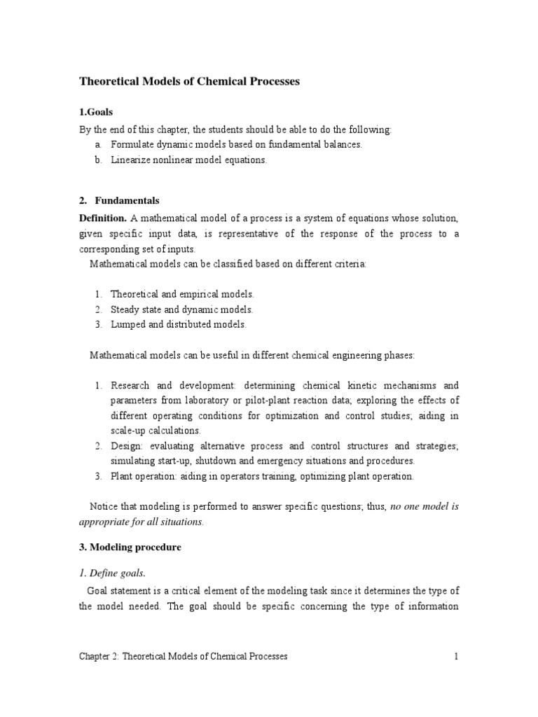 Theoretical Models of Chemical Processes | PDF | Nonlinear System ...