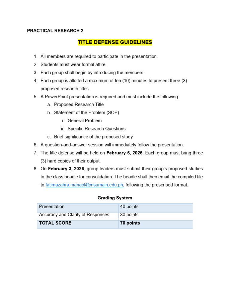 Title Defense Guidelines PR2 | PDF