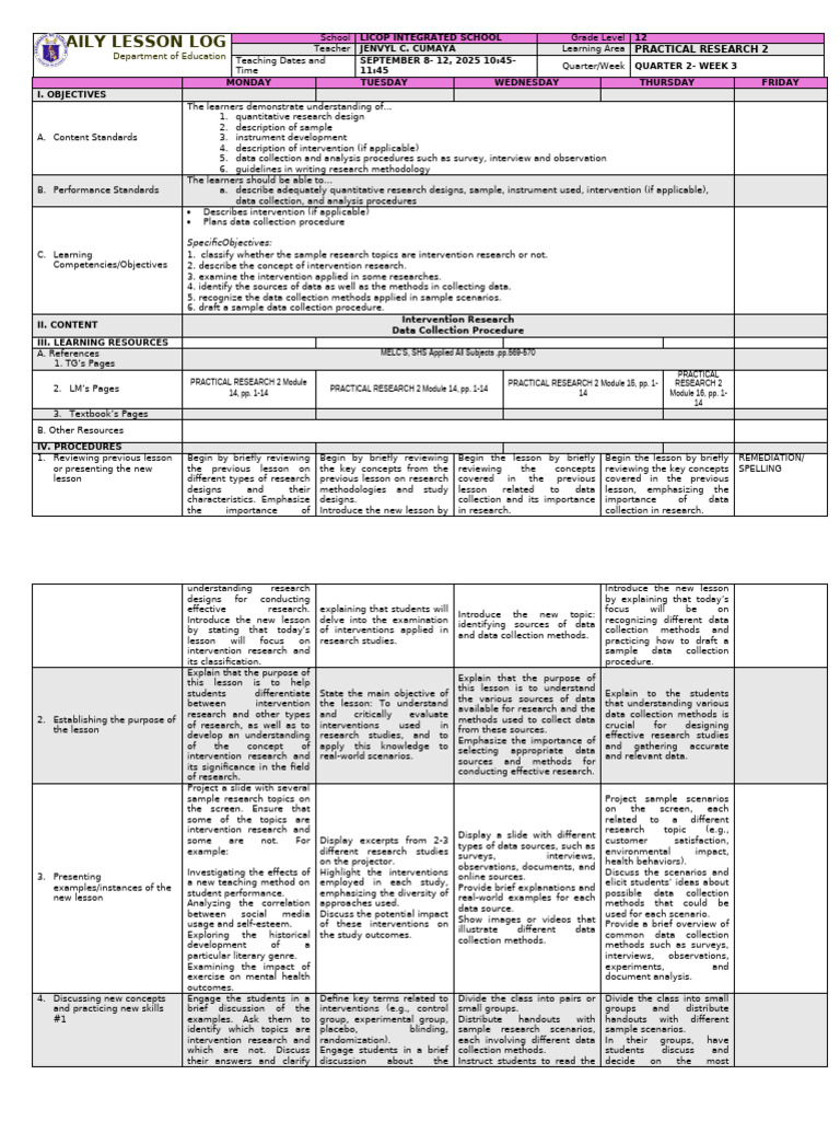 Practical Research 2 Quarter 2 Week 3 | PDF | Data | Sampling (Statistics)