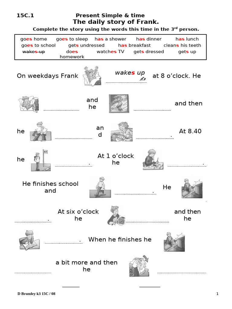 15D. Daily Routine Story | PDF | Meal | Eating Behaviors Of Humans