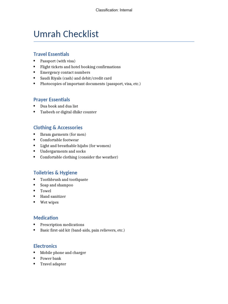 Umrah Checklist | PDF