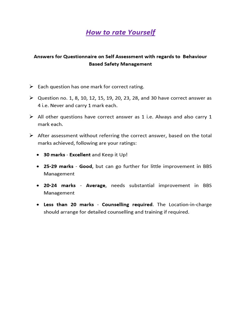 BBS - How To Rate Yourself | PDF