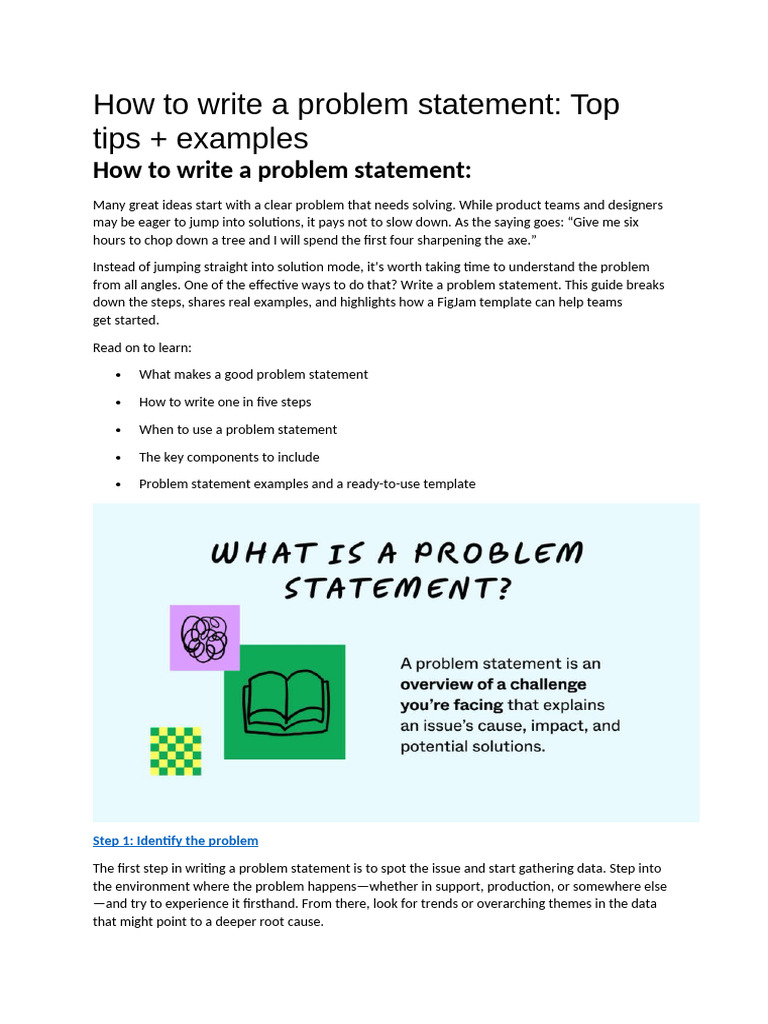 How To Write A Problem Statement | PDF | Artificial Intelligence ...