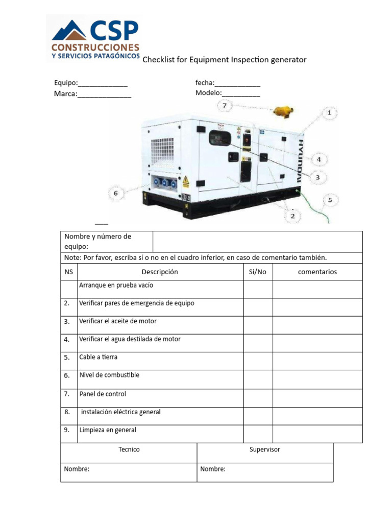 Checklist Generador | PDF