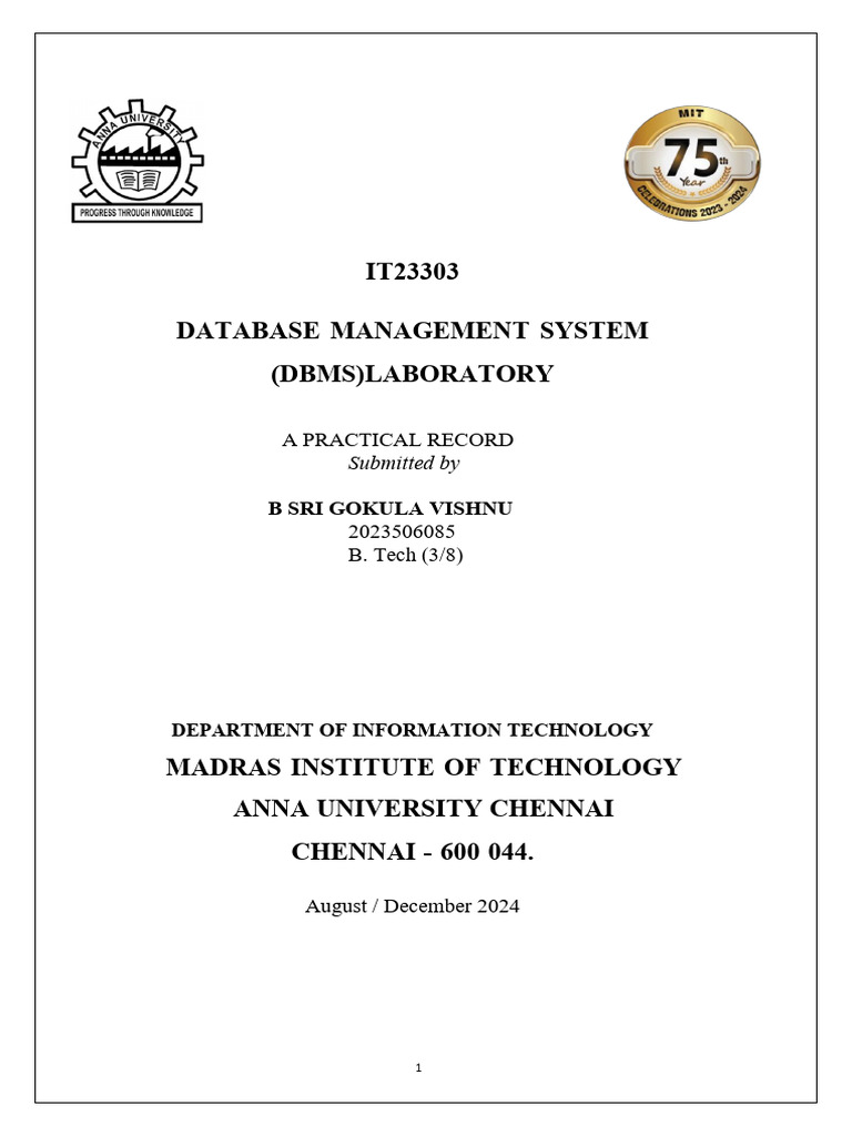 Dbms Final Record COMPLETED | PDF | Databases | Relational Database