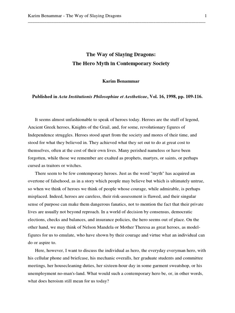 The Way of Slaying Dragons the Hero Myth | PDF | Hero