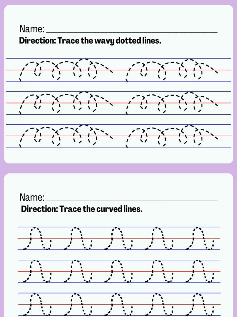 Wavy Line Tracing Worksheet | PDF