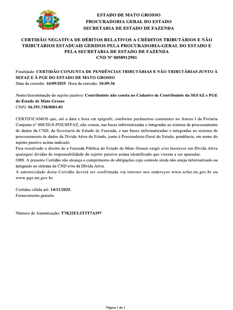 Certidão Estadual | PDF