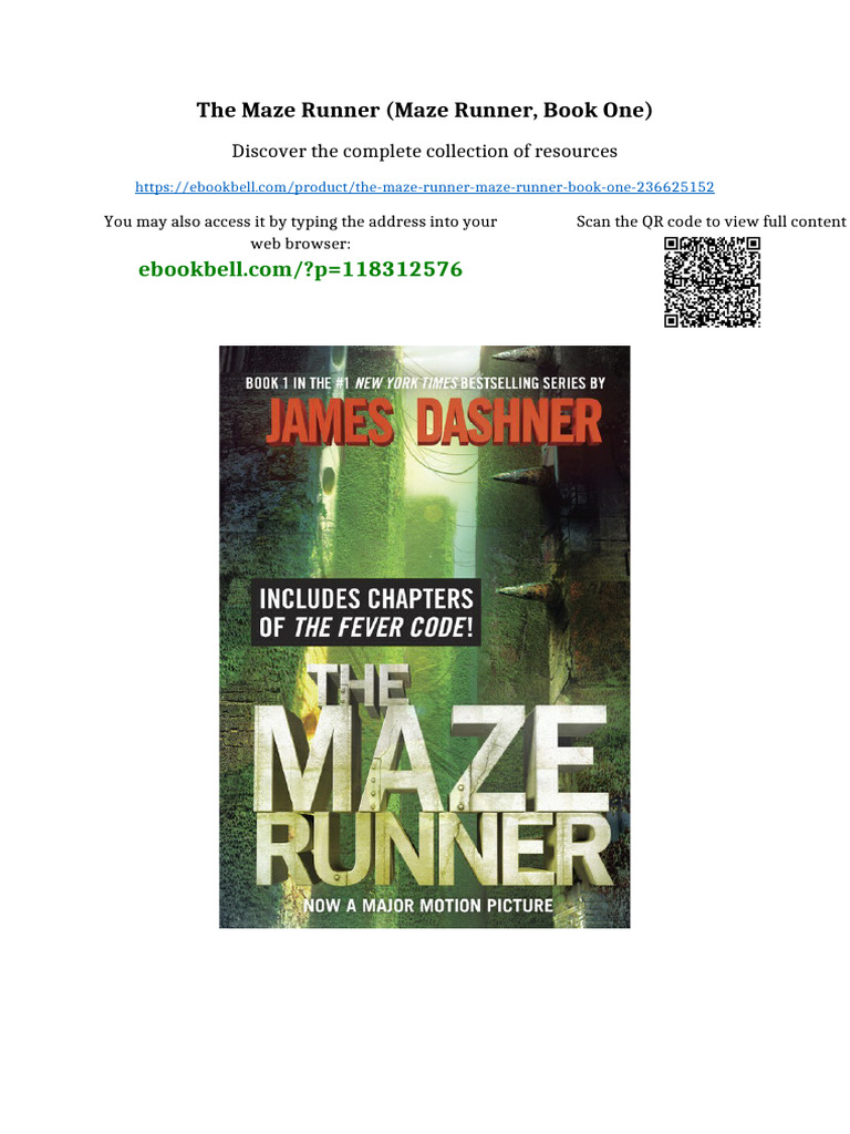 The Maze Runner (Maze Runner, Book One) Digital Version 2025 | PDF ...